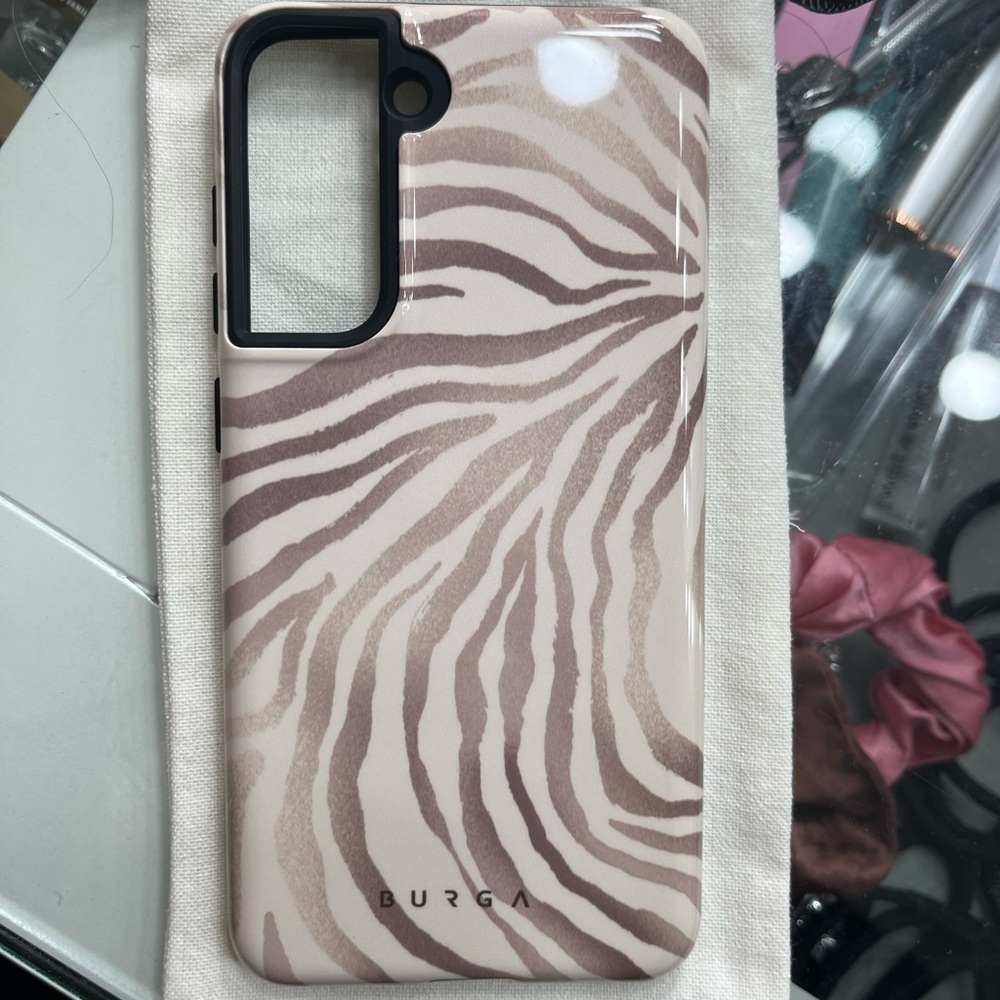 Burga Zebra Pattern Phone Case - brown and Cream